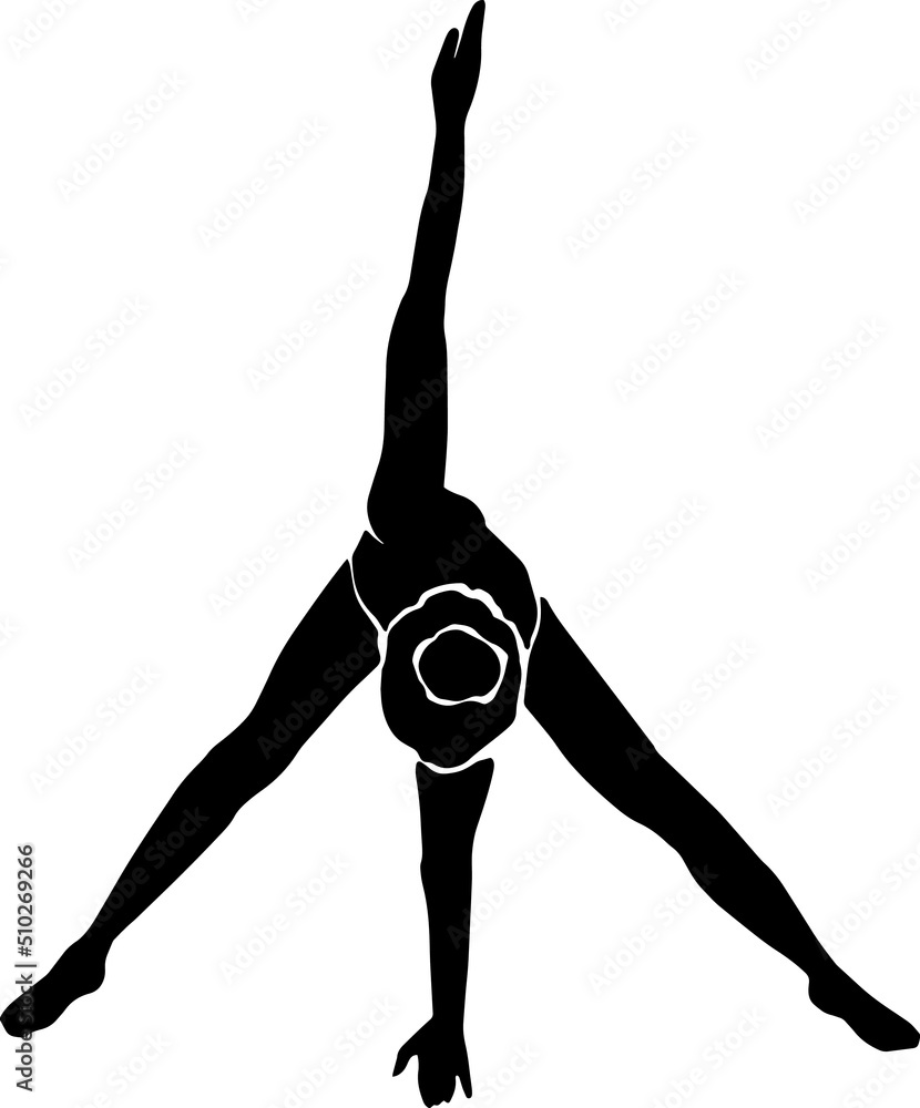 Athletic yoga poses woman silhouettes. Sport exercises, stretching