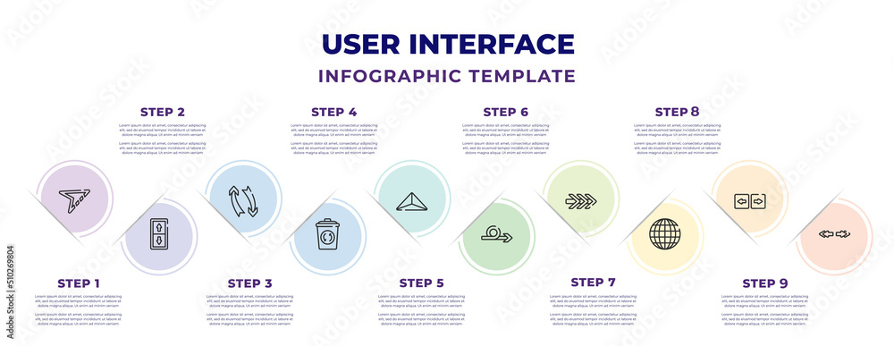 user interface infographic design template with navigation arrow with ...