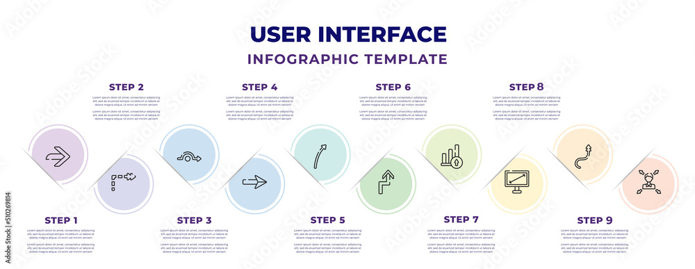 Vecteur Stock user interface infographic design template with curved ...