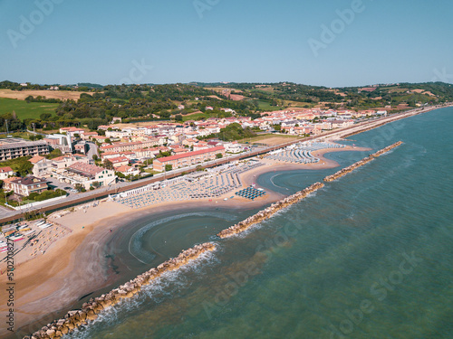 Wallpaper Mural Italy, June 2022; aerial view of Fano with its sea, beaches, port, umbrellas Torontodigital.ca
