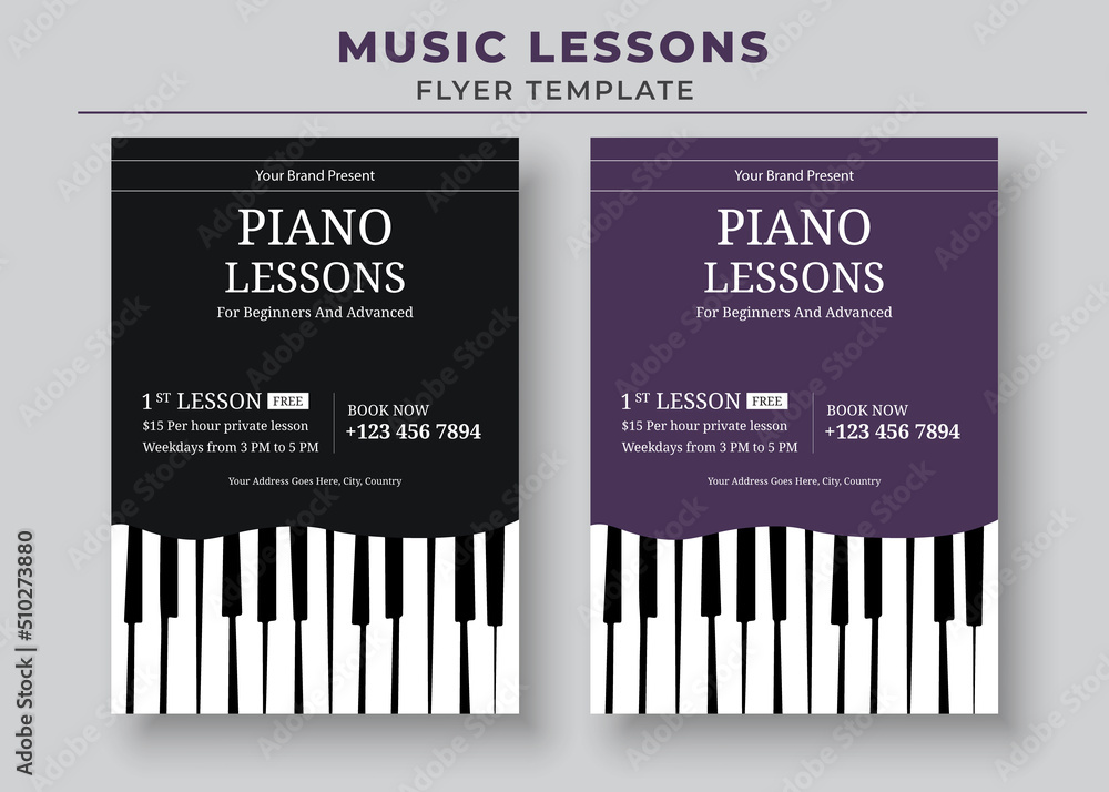 Music Lessons Flyer Template, Piano Lessons Poster, Music Class Poster ...