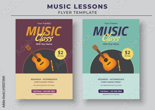 Music Lessons Flyer Template, Piano Lessons Poster, Music Class Poster, Guitar Lessons Poster