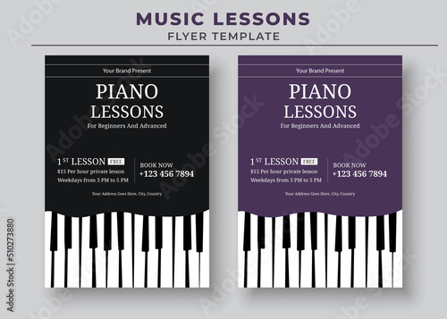 Music Lessons Flyer Template, Piano Lessons Poster, Music Class Poster, Guitar Lessons Poster
