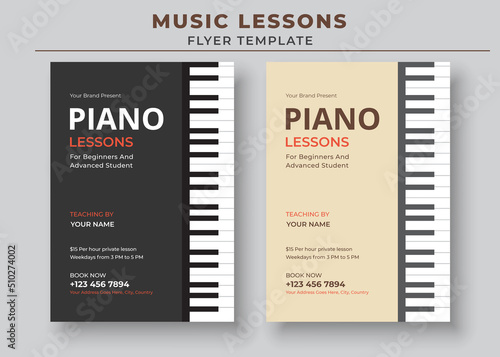 Music Lessons Flyer Template, Piano Lessons Poster, Music Class Poster, Guitar Lessons Poster