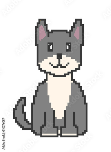 Illustration of Black Dog in Pixel Art