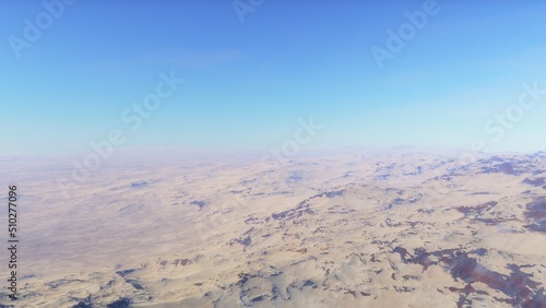 Mars like red planet  with arid landscape  rocky hills and mountains  for space exploration and science fiction backgrounds. 