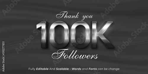 Editable text Thank you 100k followers and subscribers template