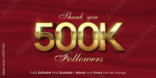 Editable text Thank you 500k followers and subscribers template