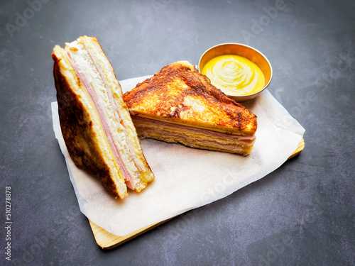 Montecristo sandwich with ham and cheese