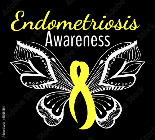 Butterfly Endometriosis Awareness vector poster design.