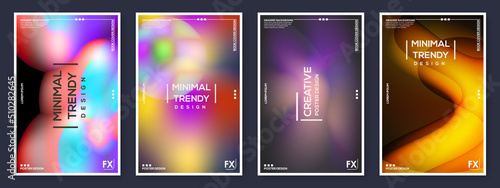 Fluid gradient background vector. Photo frame cover with pastel colorful geometric shapes and liquid color. Modern cover design for social media, idol poster.