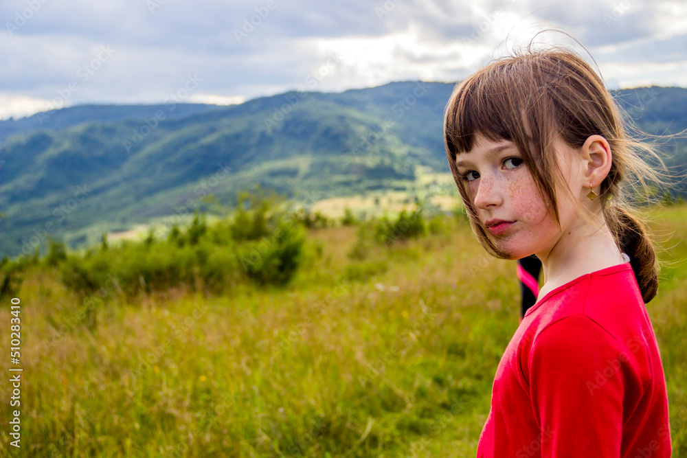 portrait of a little girl in Ukrainian Carpathian portrait of a little girl in Ukrainian Carpathian