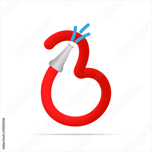 6 number made by red fire hose. Isolated bright vector typeface, app logo, creative design, and more