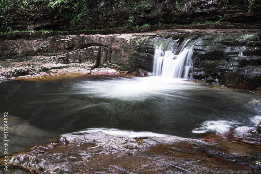 Obraz premium Waterfalls in the National Park in England Brecon Beacons 2022.