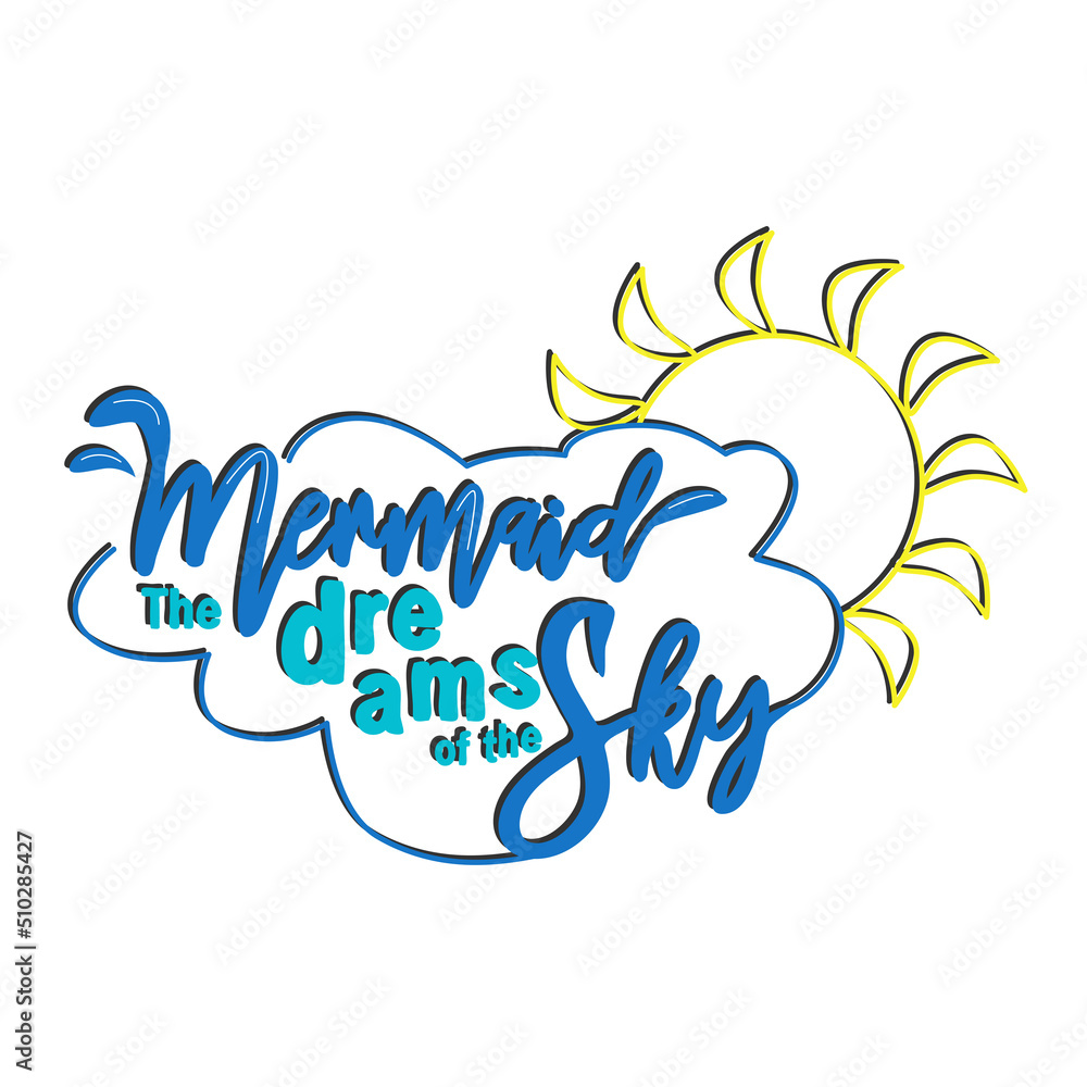 Mermaid card with hand drawn sea elements and lettering. Mermaid card with hand drawn sea elements and lettering.