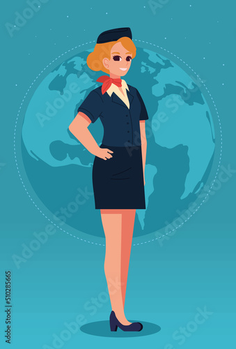 female stewardess in suit
