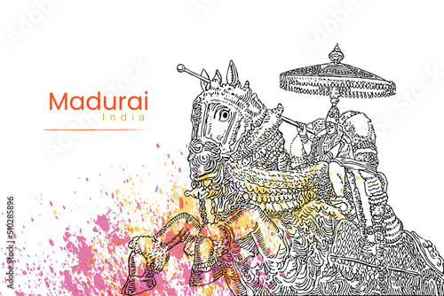 madurai kallalagar temple Lord vishnu vector illustration  photo