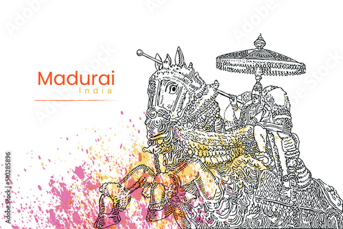 madurai kallalagar temple Lord vishnu vector illustration 