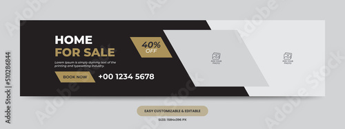 Real estate social media cover photo template. Home web banner 