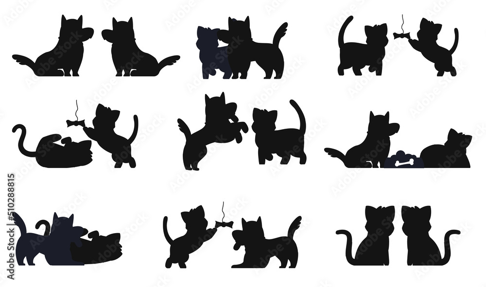 Dogs Playing collections Silhouettes premium vector templates