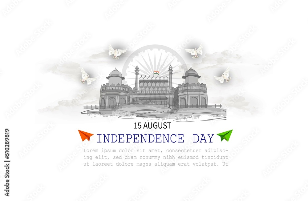 Happy Independence day India, Vector illustration, hindi typography swatantrata Diwas ki Hardik shubhkamnaye .