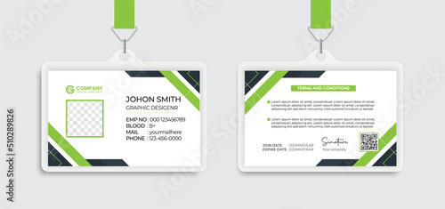 Modern Identity Employee Abstract professional, corporate office Id card design, Simple and Clean ID Card Design Template