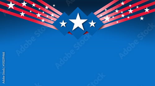 American stars on diamonds and red streaking ribbons graphic background