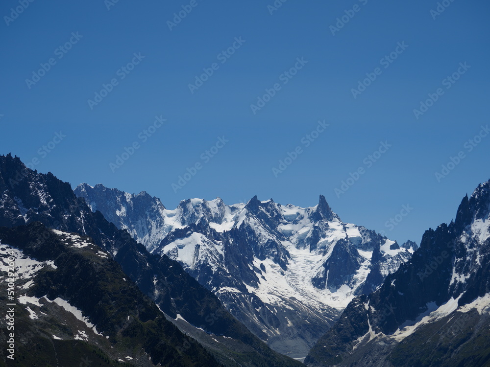 alpes françaises avec pointes et sommets pointus enneigés