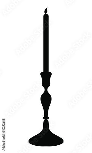 Candlestick with a black silhouette candle in a minimalist style