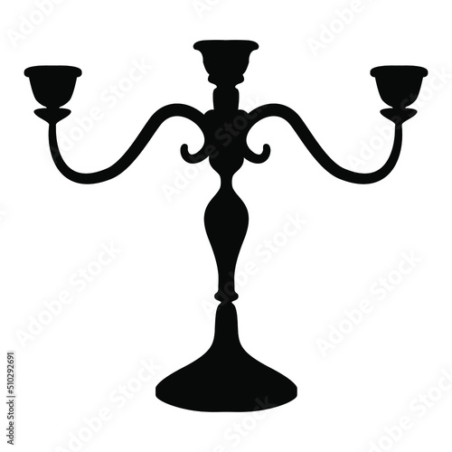 Candlestick for three candles in a black silhouette in a minimalist style