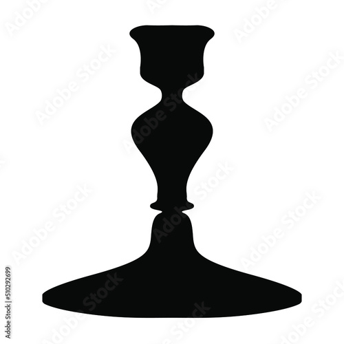 Candlestick low in a black silhouette in a minimalist style