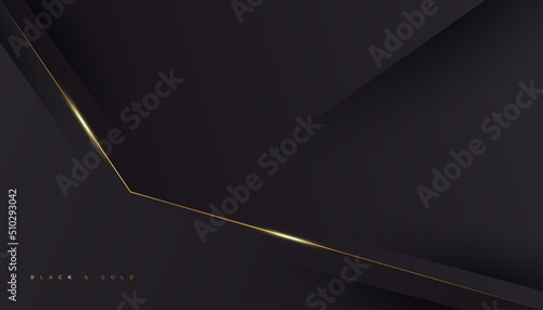 Luxury Black and Gold Background in Paper Cut Style with Glitter and Light Effect. Premium Black and Gold Background for Award, Nomination, Ceremony, Formal Invitation or Certificate Design
