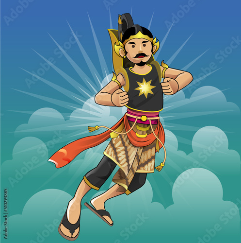 Vector illustration of modification of the Gatotkaca character in the Mahabharata wayang story. photo