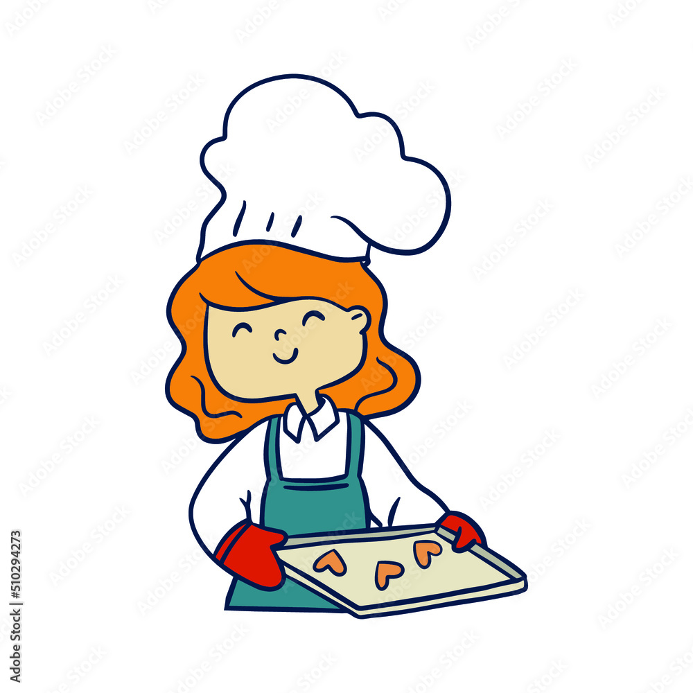 Cook with cookie illustration.