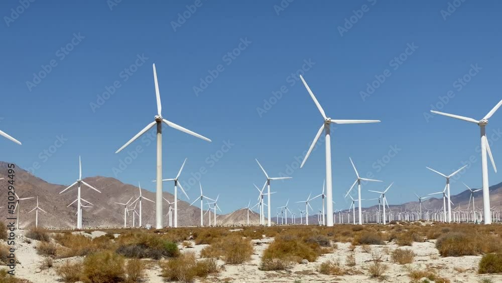 Wind turbines providing clean energy in the desert outside of Palm Springs Wind turbines providing clean energy in the desert outside of Palm Springs