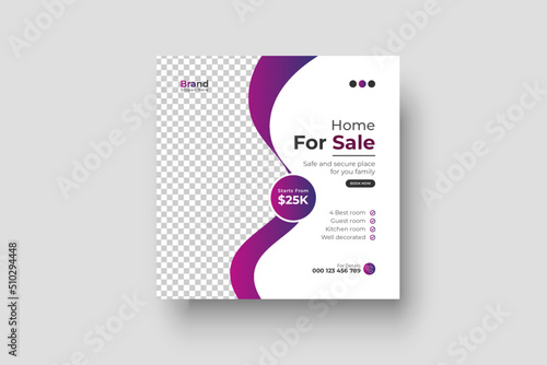 Real estate house social media Instagram post or web banner template	