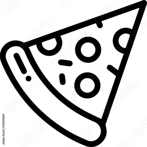 Pizza slice line icon. Pizza slice flat icon. Sticker pizza slice. Pizzeria food sign. Fast food symbol. Quality design element