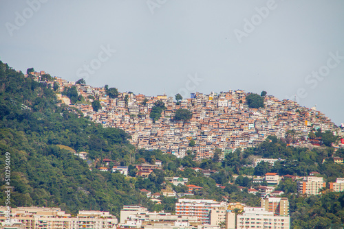 Rocinha Favela, view of Rodrigo de Freitas Lagoon in Rio de Janeiro, Brazil. photo
