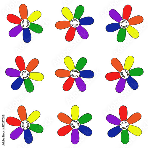 Flower pattern with lgtb symbology on white background