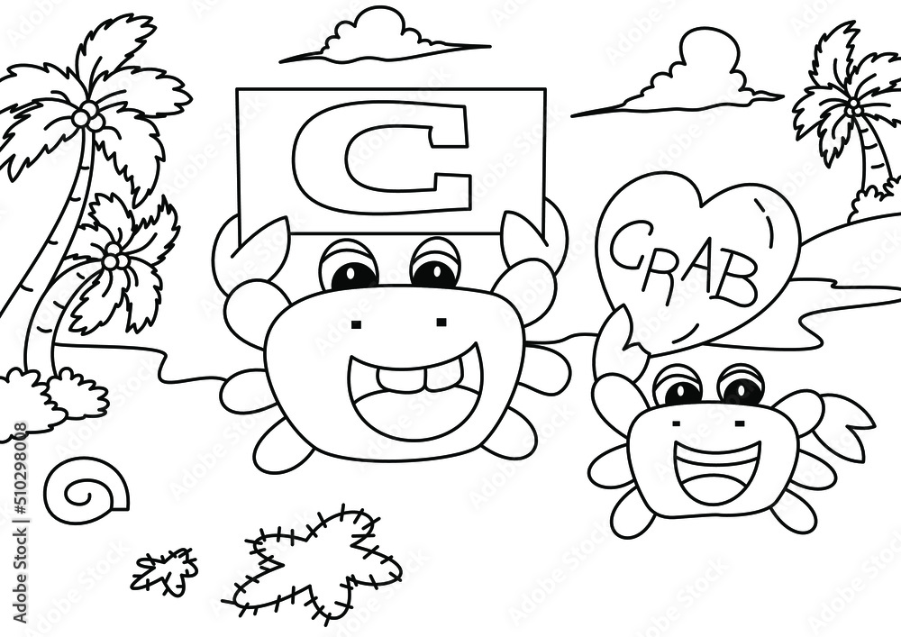 Coloring design with cute crab for kids coloring page Vector Stock