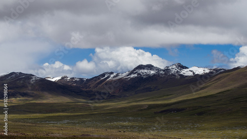 Snowy Andes Mountain range peak with hills beside in Apurimac Peru