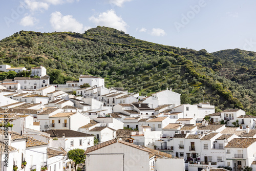 Panoramic view of Sierra de Grazalema (Grazalema Mountains) from the village of Zahara de la Sierra in Cadiz, Andalusia, Spain. Route Pueblos blancos de Cadiz (White villages of Cadiz route) photo