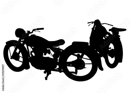 Old big bike on white background