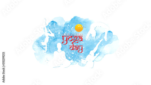 21 June- international yoga day, abstract woman in yoga body posture. 