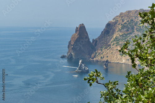 Obraz na płótnie View of Cape Fiolent from the top of the cliff in spring. Sevastopol, Crimea w salonie