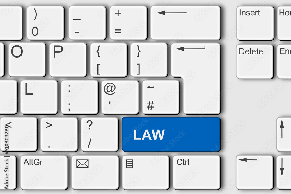 A law concept PC computer keyboard 3d illustration A law concept PC computer keyboard 3d illustration