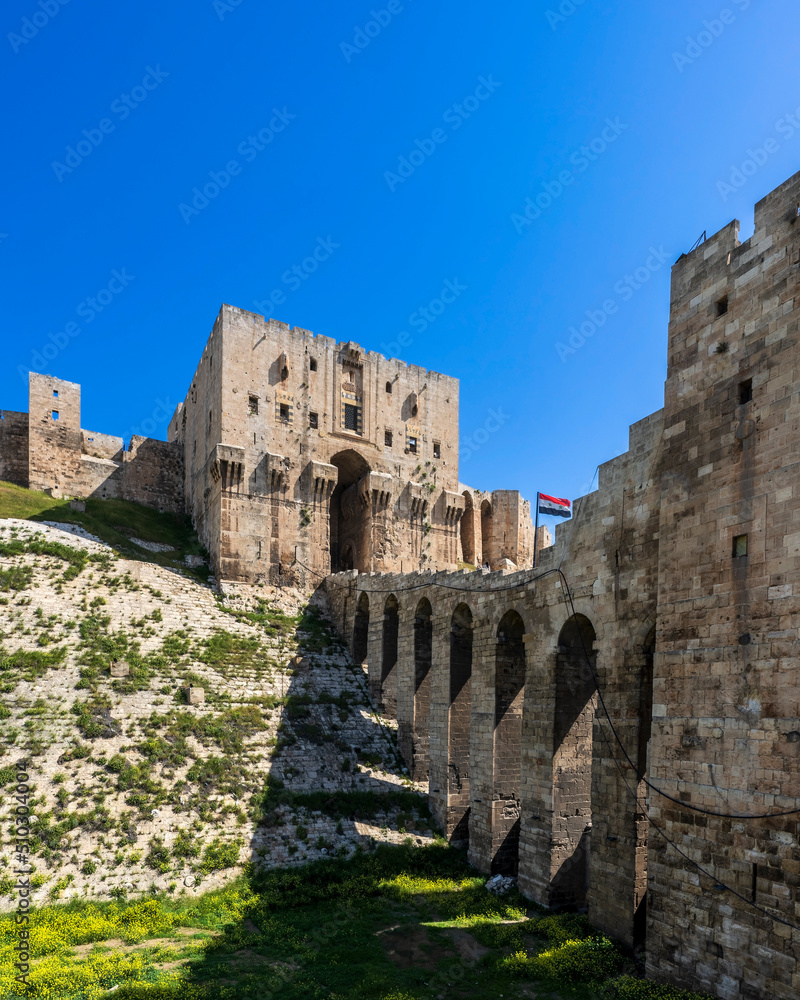 The citadel of ancient city of Aleppo, world heritage site in Syria