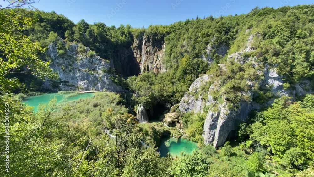View from above of the Big Waterfall in Plitvice Lakes National Park View from above of the Big Waterfall in Plitvice Lakes National Park