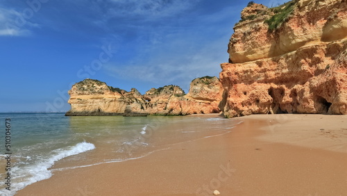 Seastack and cliffs-westernmost end Praia da Prainha Beach. Alvor Portimao-Portugal-313 photo