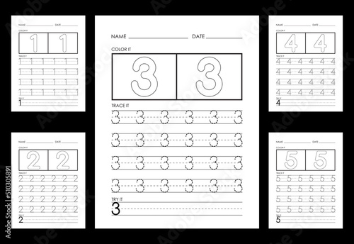Tracing And Coloring Numbers Worksheets Learn Numbers.